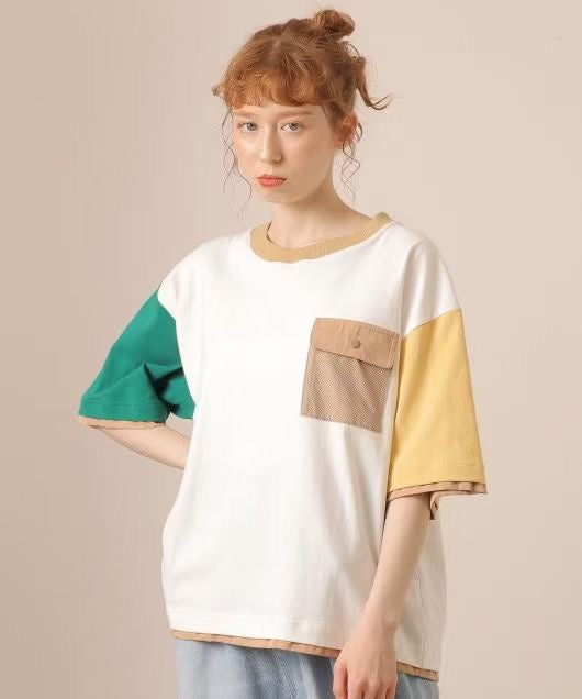 日單CC接拼pocket tee