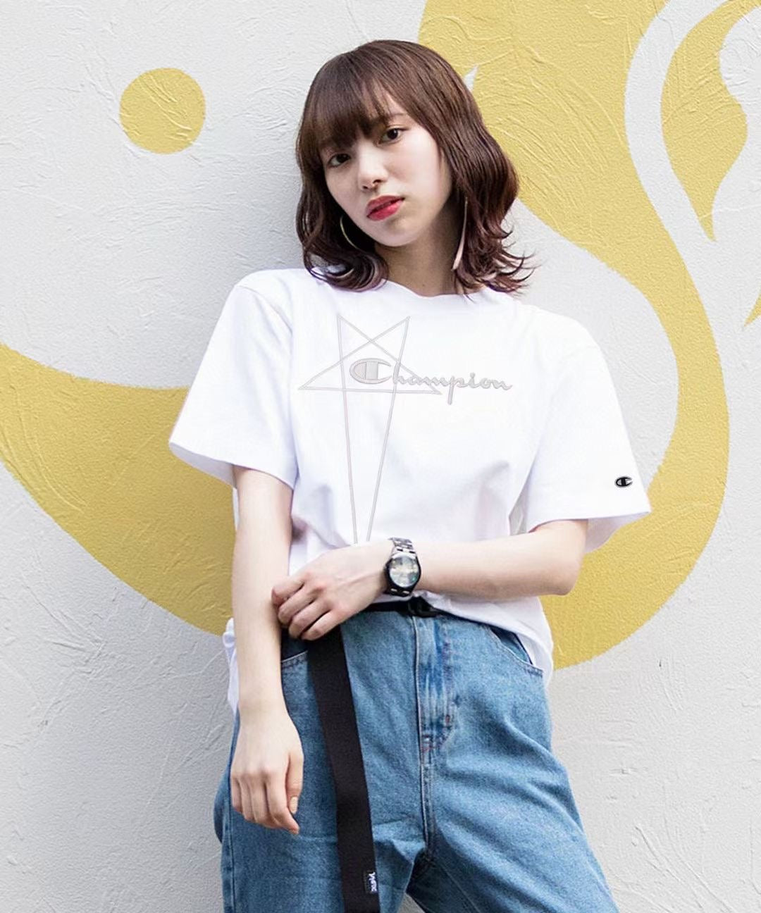 日單champion星星立體刺繡logo tee