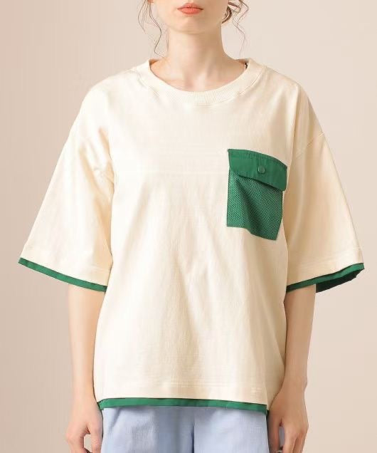 日單CC接拼pocket tee