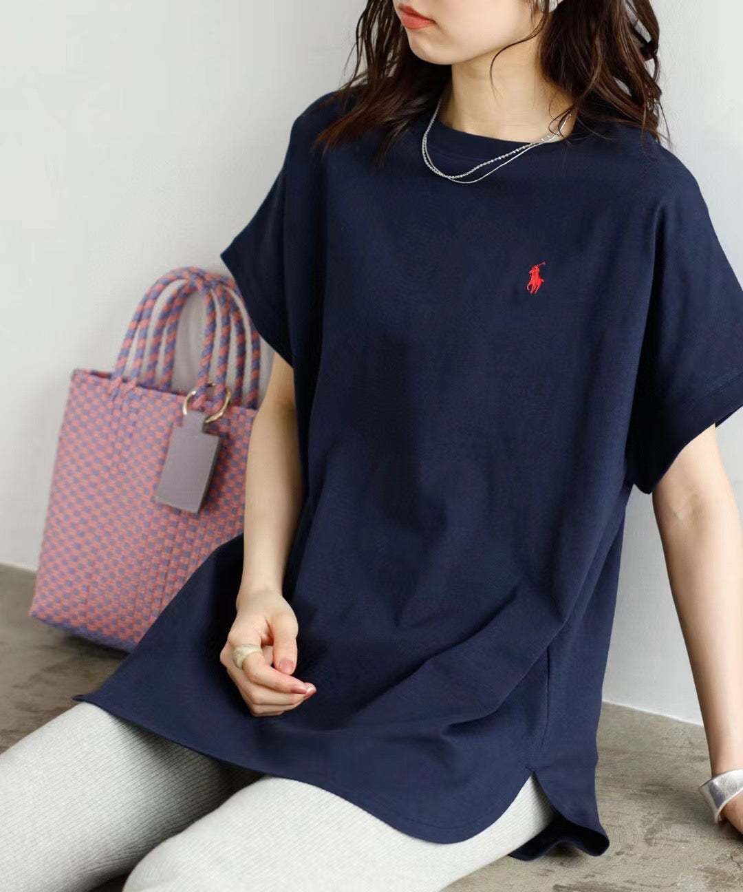 Polo圓領刺繡tee