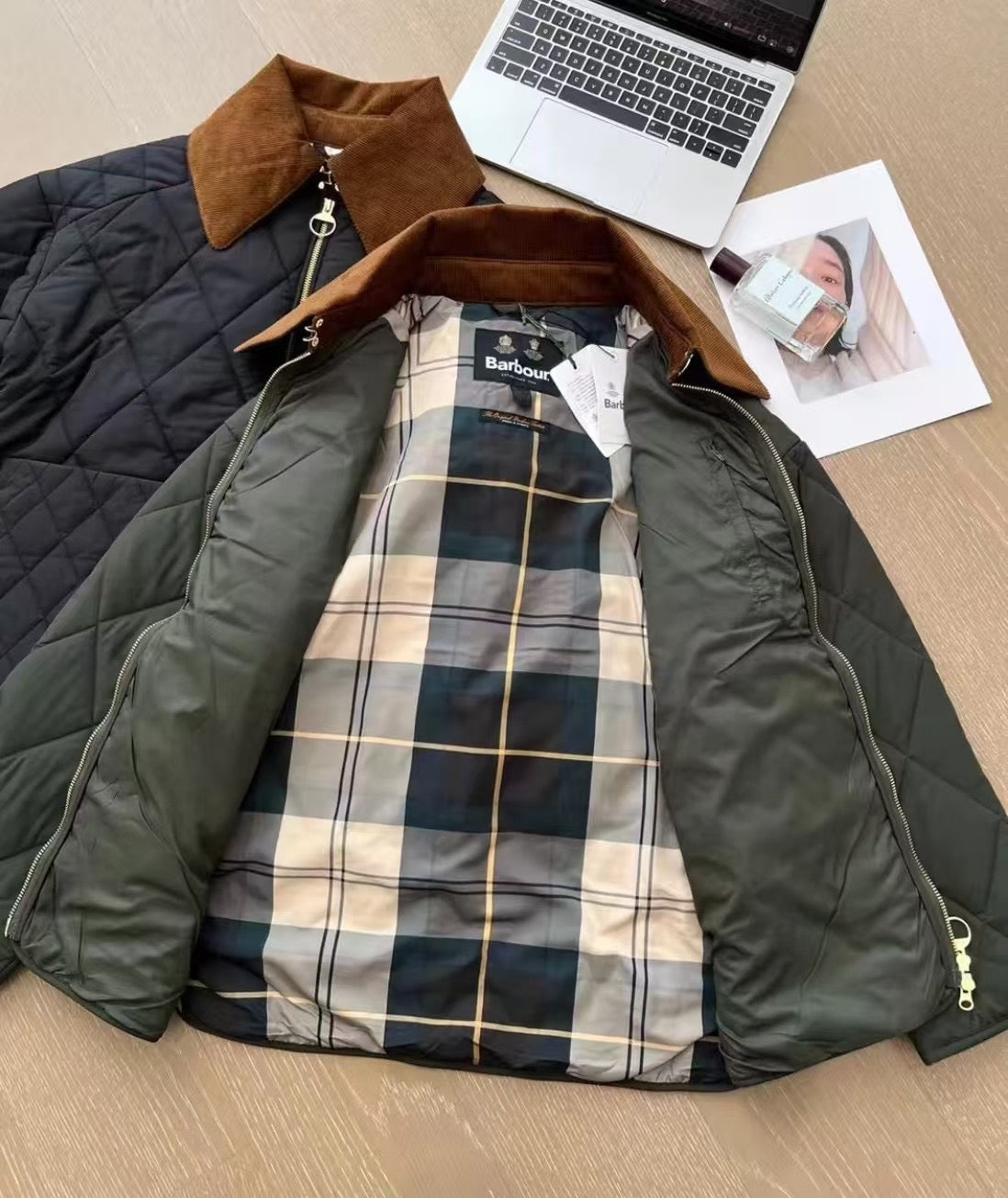 Barbour 灯芯絨領夾棉外套