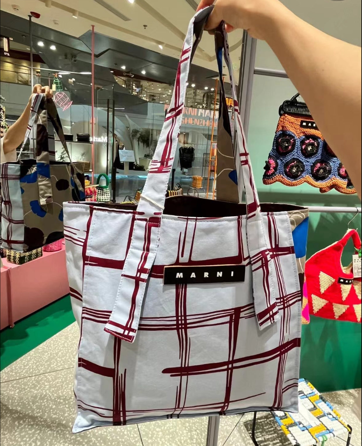 Marni接拼色tote bag