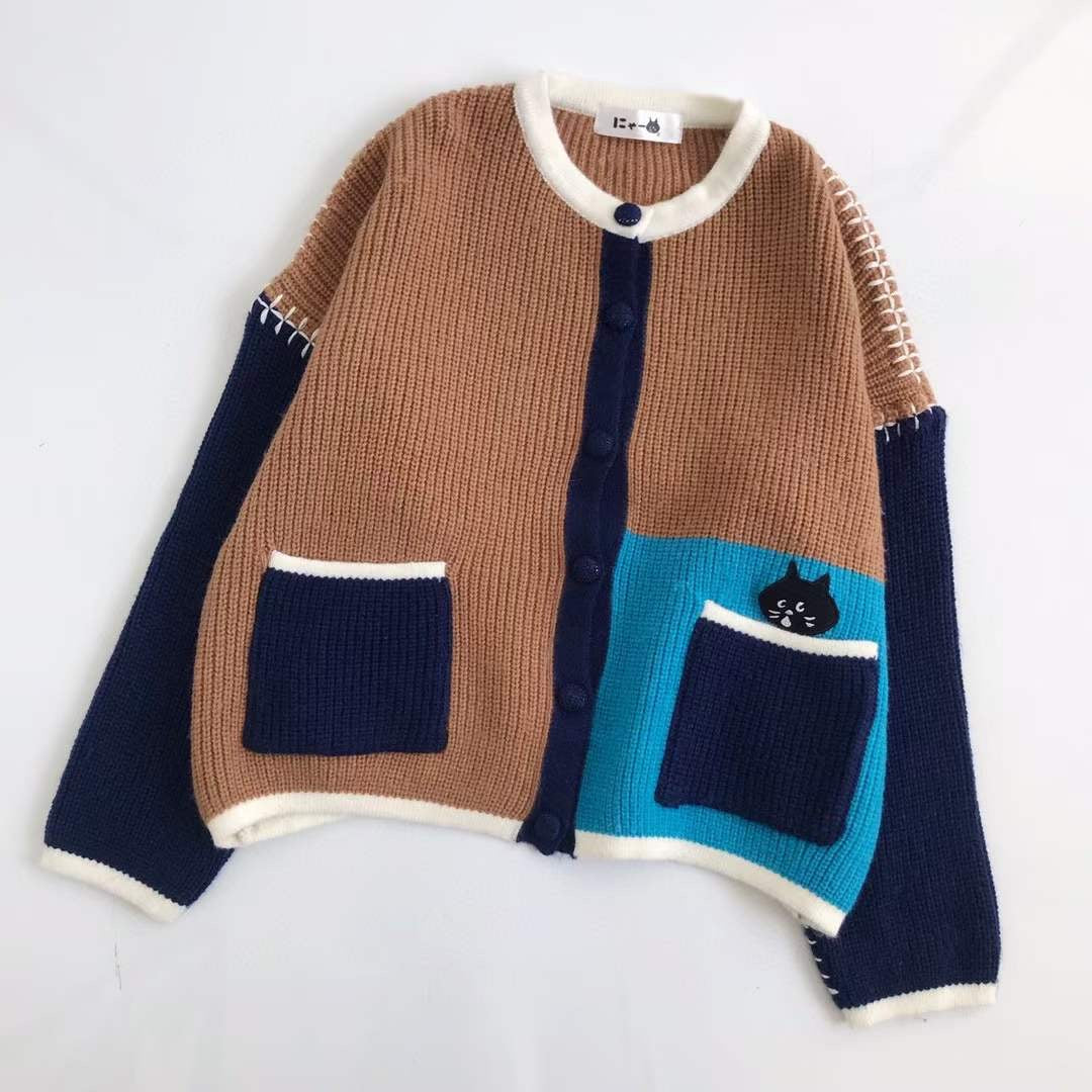 Nenet接拼撞色cardigan