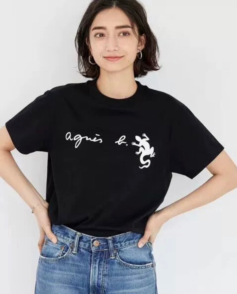 Agnes b logo蜥蜴tee