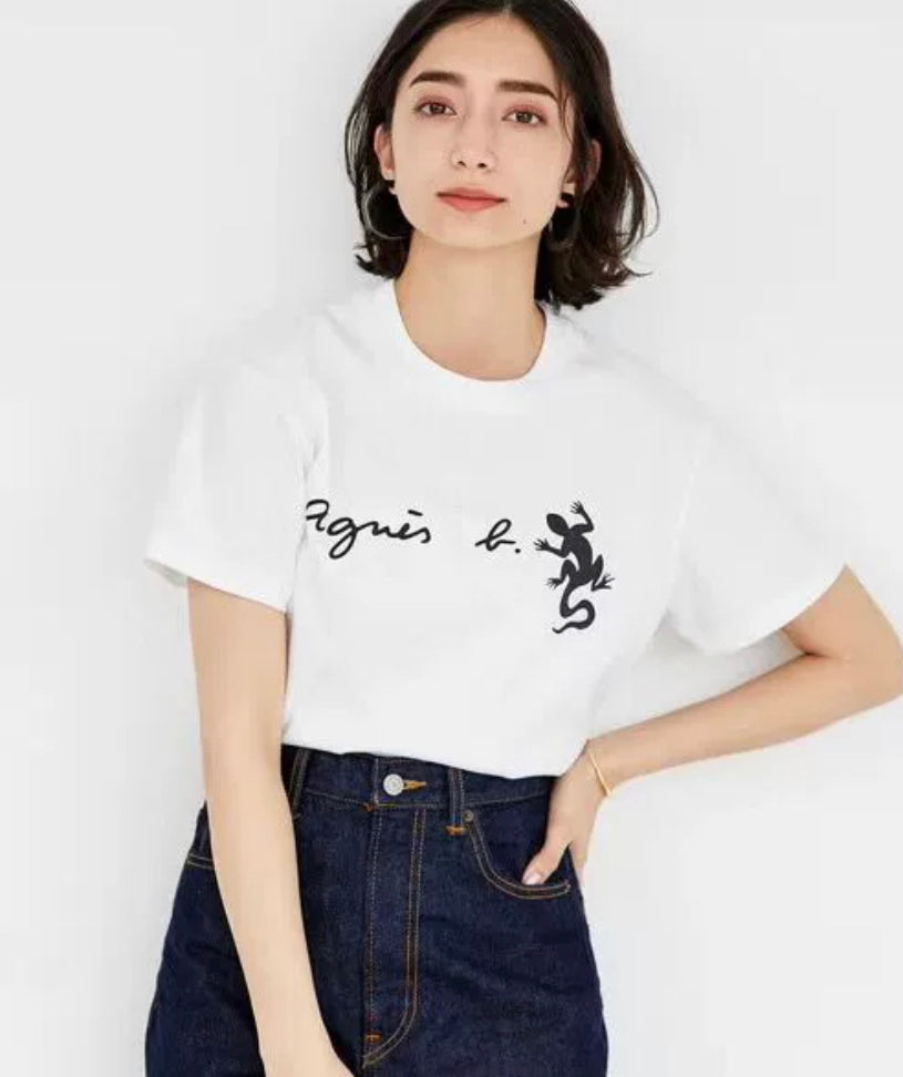 Agnes b logo蜥蜴tee