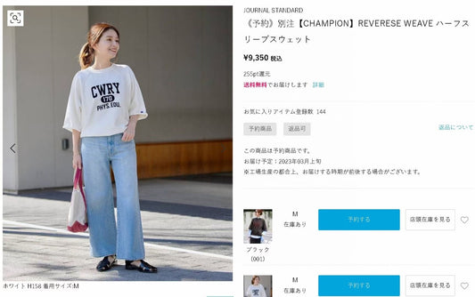 Champion 5分袖tee